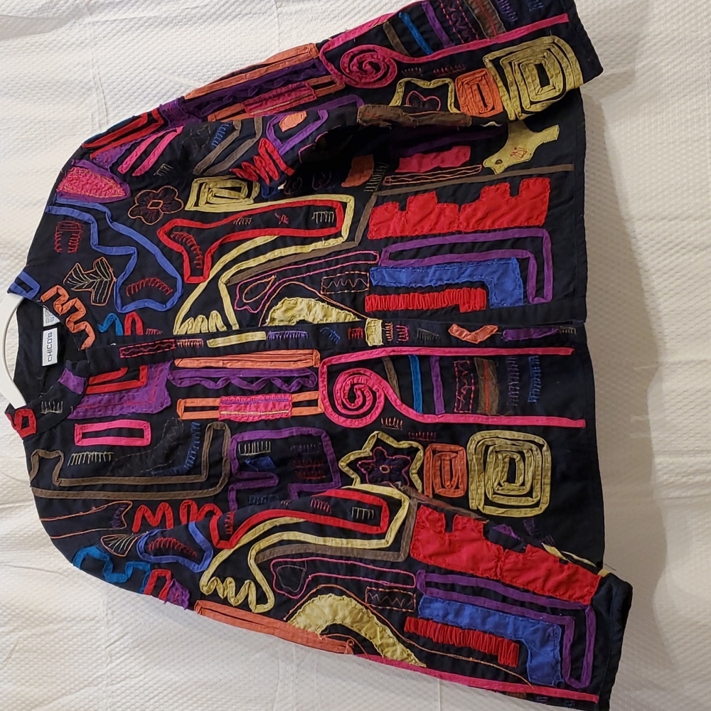 Chico's sz 2 Embroidered Jacket